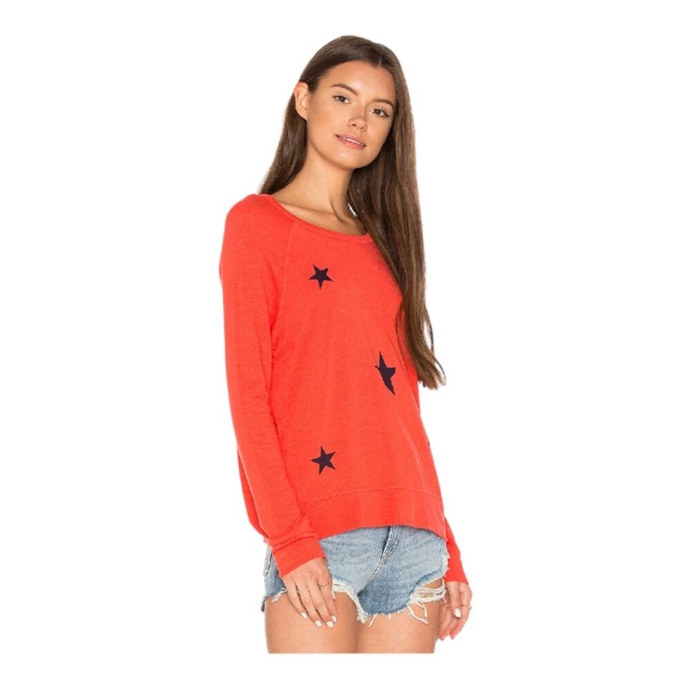 Sundry Stars Print Casual Comfy Pullover in Chili